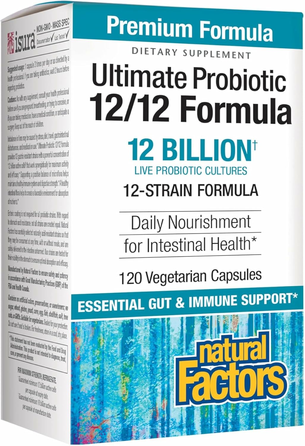 Natural Factors Ultimate Probiotic 12/12 Formula 12 Billion 120 Vegetarian Capsules