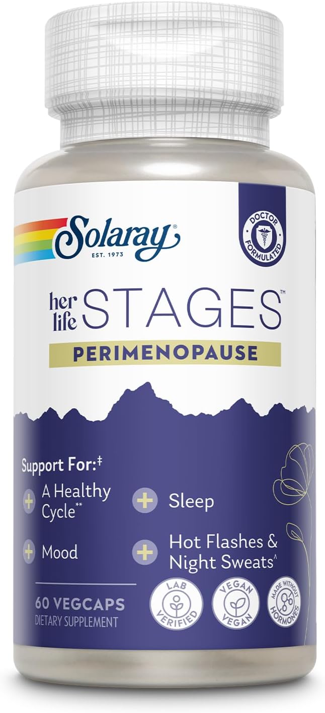 Solaray Her Life Stages Perimenopause Support, Saffron and Chasteberry, 60 VegCaps (30 Servings)