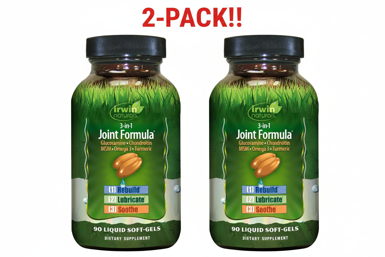 Irwin Naturals 3-in-1 Joint Formula Unflavored 90 Liquid Gel Capsules 2Pack! 180 Gel Capsules Total