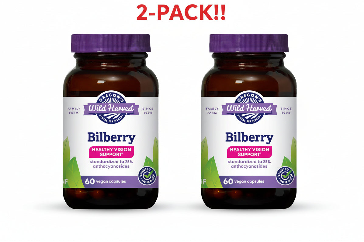Oregon's Wild Harvest Bilberry - Double Pack! (120 Vegan Capsules Total), 880 mg, Unflavored – Plus Available DISCOUNTS!!