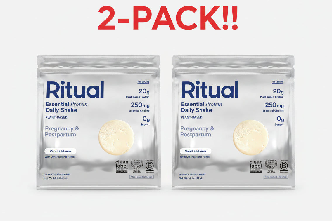 Ritual Prenatal Vegan Plant-Based Protein Powder Double Pack! - 20g Organic Pea Protein - Vanilla - 2 x 1 lb (461g)