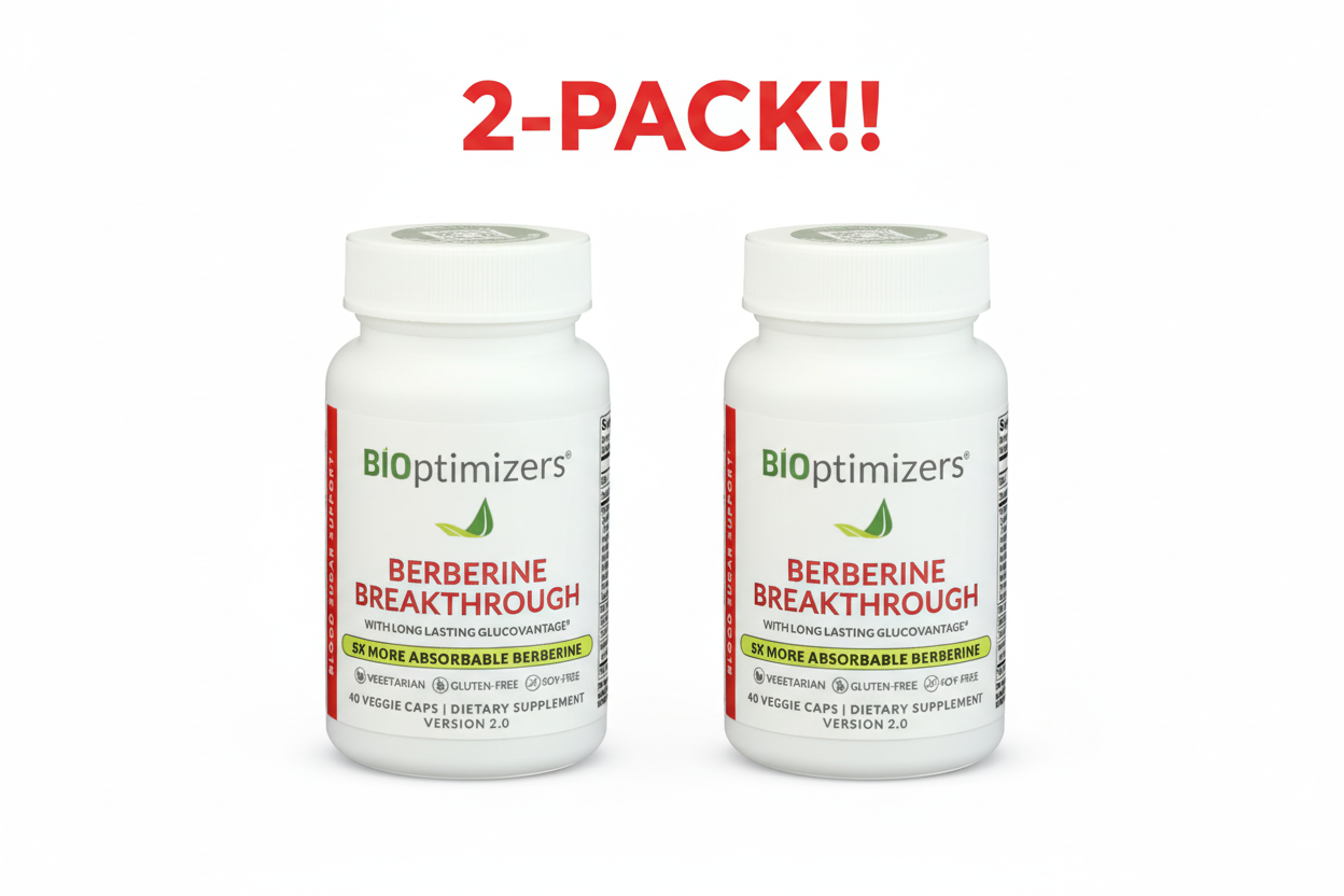 BiOptimizers Berberine Breakthrough Double Pack! – 5x More Absorbable Glucose & Metabolism Support, 80 Vegetarian Capsules (40 Servings Total)