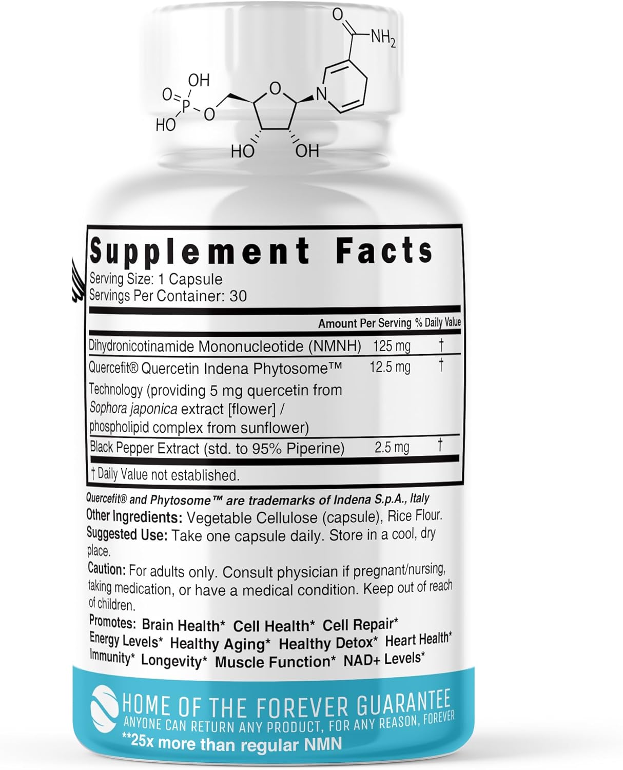 Nature's Fusions NMNH Piperine i  Quercetin 125 mg 30 Capsules