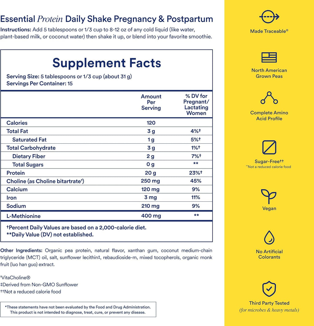 Ritual Prenatal Vegan Plant-Based Protein Powder - 20g Organic Pea Protein - Vanilla - 1 lb (461g)