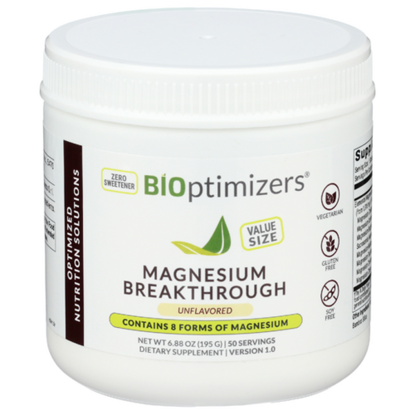 Bioptimizers Magnesium Breakthrough Powder (Unflavored), 6.88 oz - 7 Forms of Magnesium for Sleep, Stress & Energy