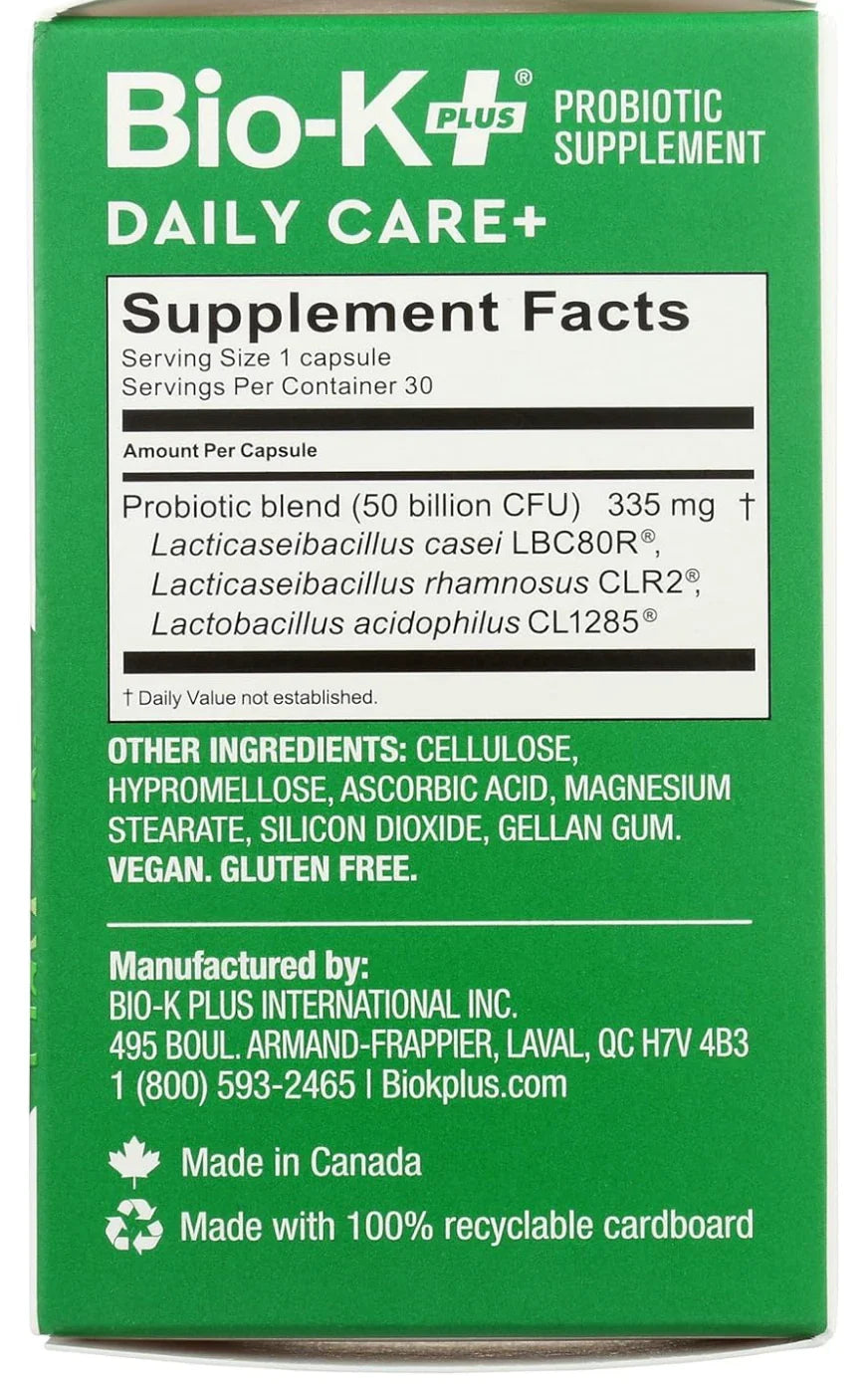 Bio-K Plus Dailycare 50 Billion Probiotics - 3 x 30 Count Value Pack