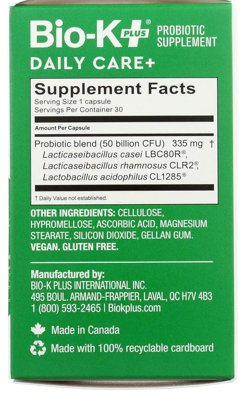 Bio-K Plus Dailycare 50 Billion Probiotics - 3 x 30 Count Value Pack