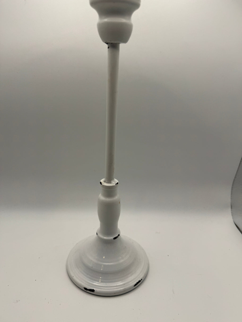 Distressed White Metal Candle Holder (9" or 11")