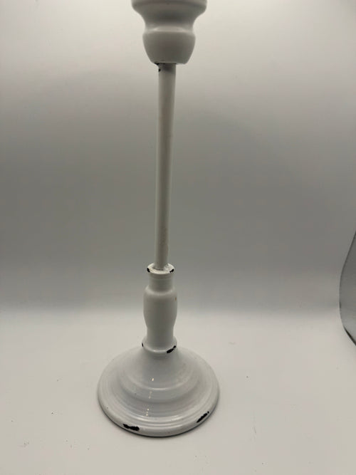 Distressed White Metal Candle Holder (9" or 11")