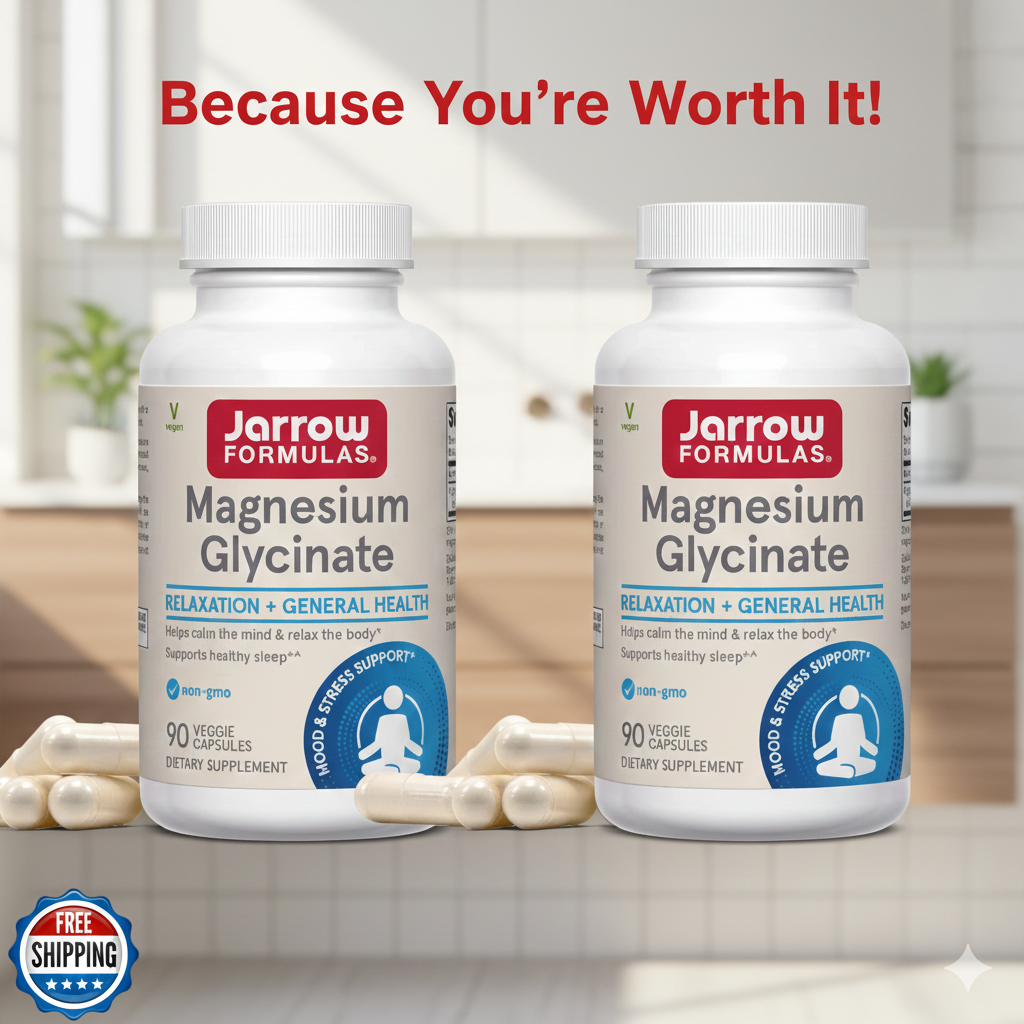 Jarrow Formulas Magnesium Glycinate 90 Veggie Capsules 2Pack! 180 Capsules Total