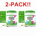 Best Value 2-Pack! Organic Vanilla Bean Plant Protein Powder - 21g 16.3 oz Each, Clean, Complete Vegan Protein