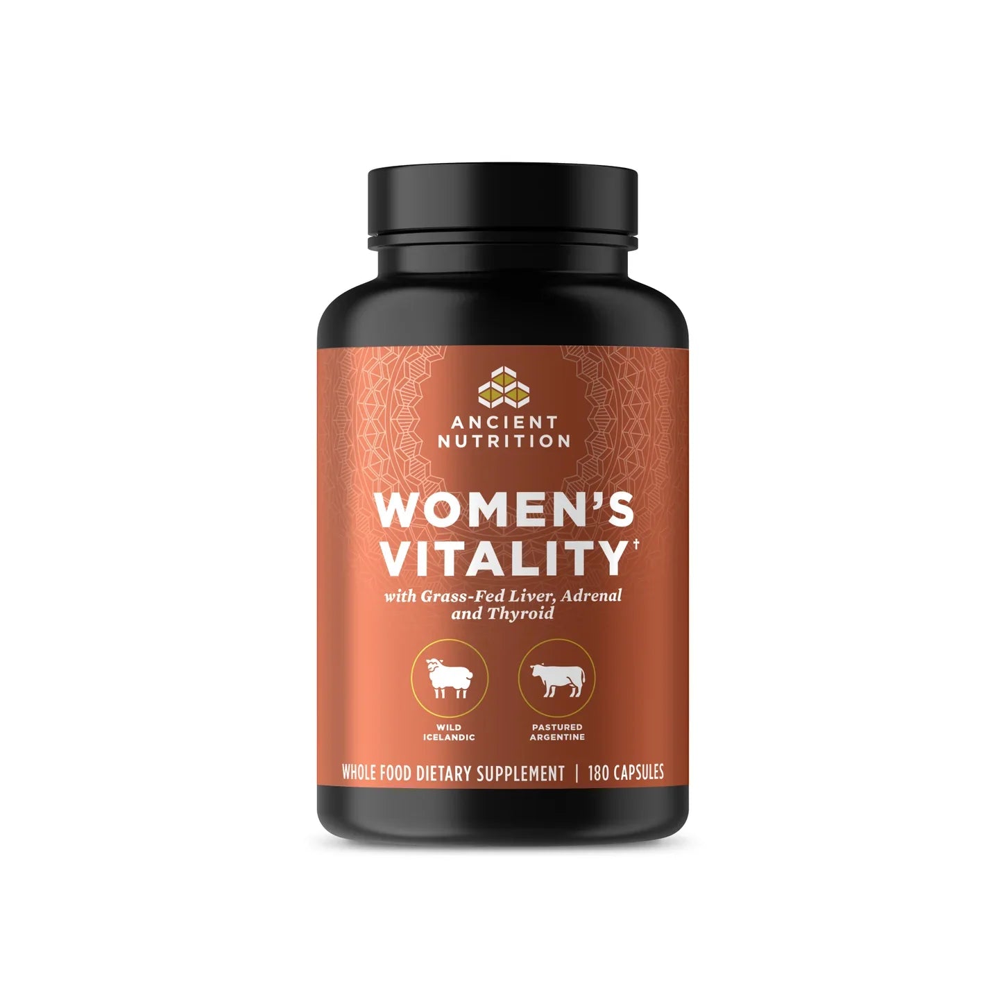 Ancient Nutrition Women’s Vitality Supplement - 180 Count - Grass-Fed Bovine Liver with Adrenal & Thyroid Support - Traditional Superfood Formul