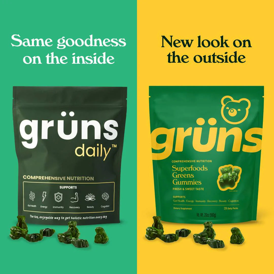 Grüns Superfoods Greens Gummies - 28 Pack 224 Gummies - Daily Whole-Food Fruit and Vegetable Supplement with Prebiotics, Probiotics, and Adaptogens - Vegan, Gluten-Free, Non-GMO