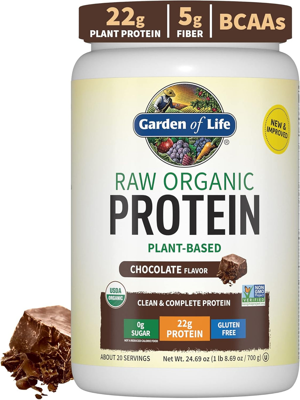 Garden of Life Raw Organic Vegan Protein Chocolate 24.69 oz 1.54 lbs