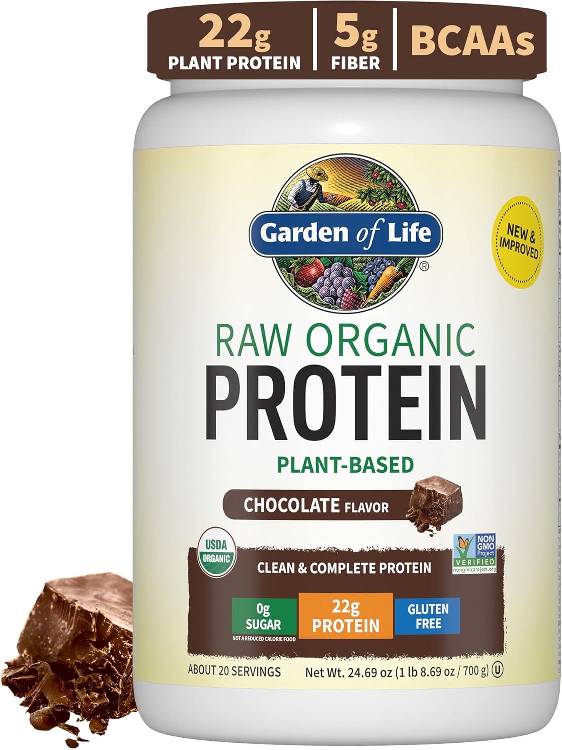 Garden of Life Raw Organic Vegan Protein Chocolate 24.69 oz 1.54 lbs
