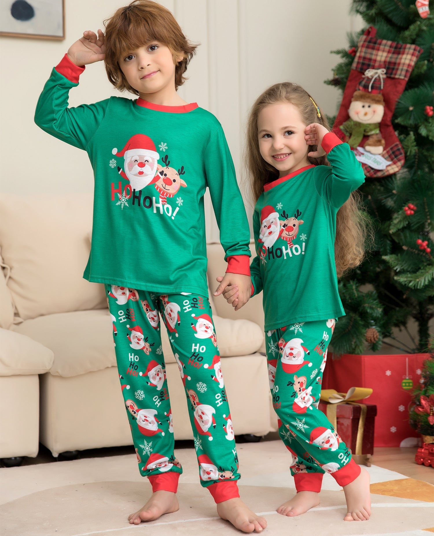 Family Matching Christmas Pajamas Set – Santa Claus Top & Sleepwear for Family
