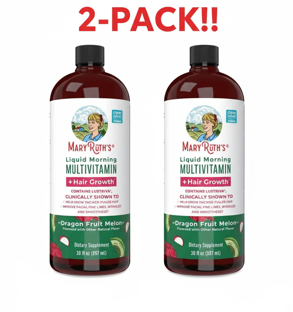 MaryRuth's Liquid Multivitamin + Hair Growth  Dragon Fruit Melon 30 fl oz 2Pack! 60 fl oz Total