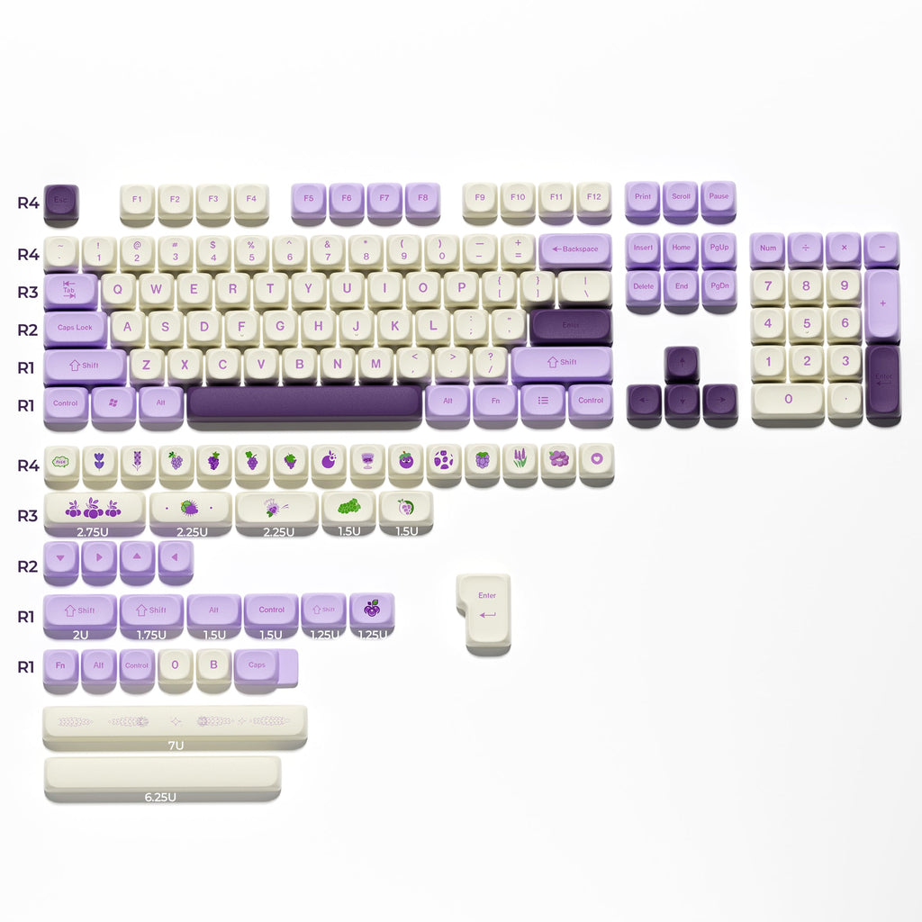 XVX  Purple grapes  MOA Profile Dye-Sub PBT Keycap Set 143-Key