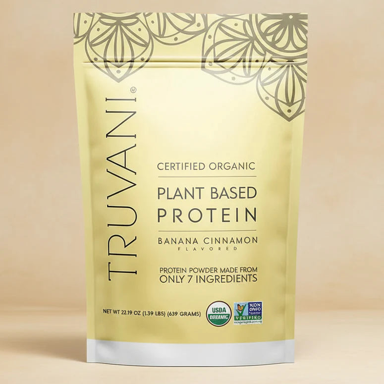 Truvani Organic Banana Cinnamon Plant-Based Protein Powder | 22.19 oz | 20g Protein | Vegan & Clean Ingredients