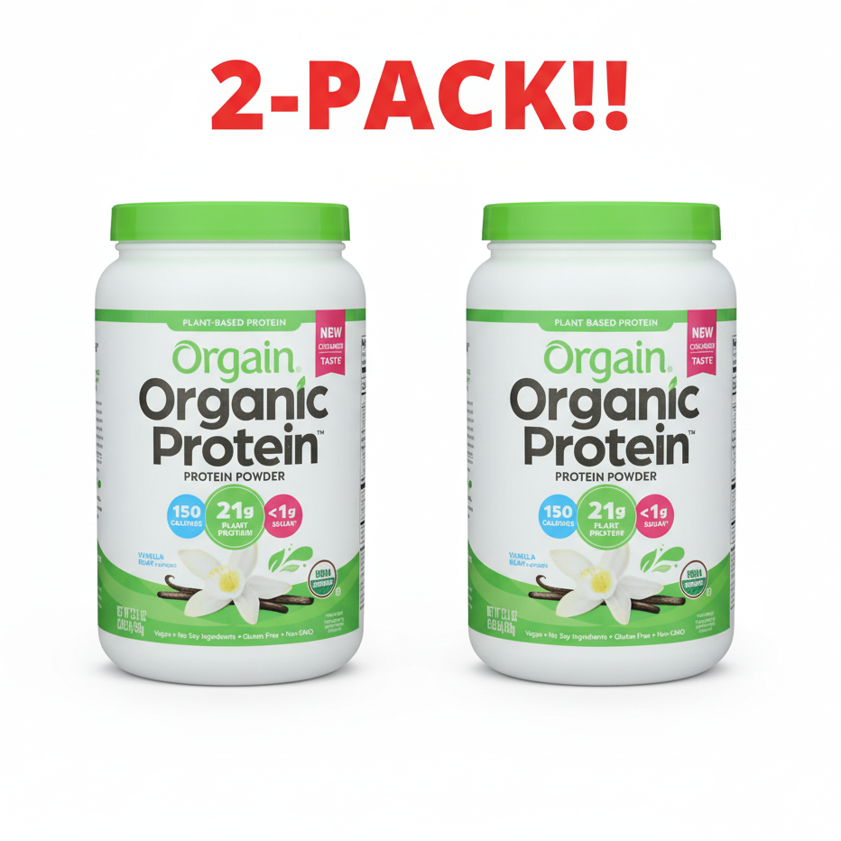 Orgain Organic Plant Based Protein Powder - Vanilla Bean Double Pack (2 x 2.03 lb)