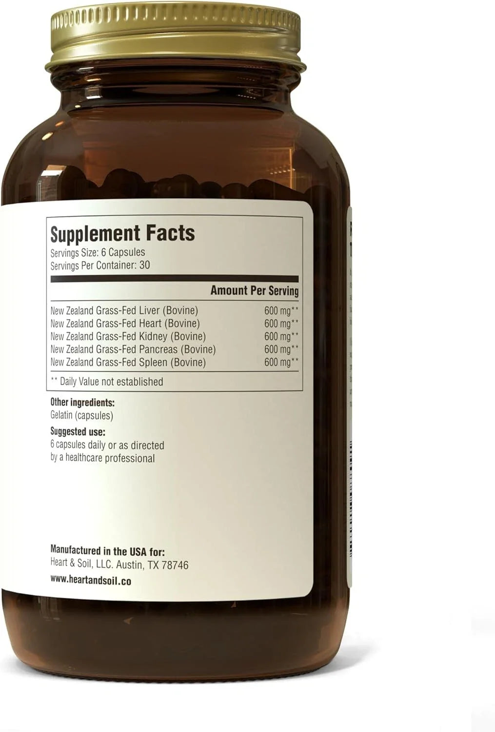 Heart & Soil Beef Organs 180 Capsules
