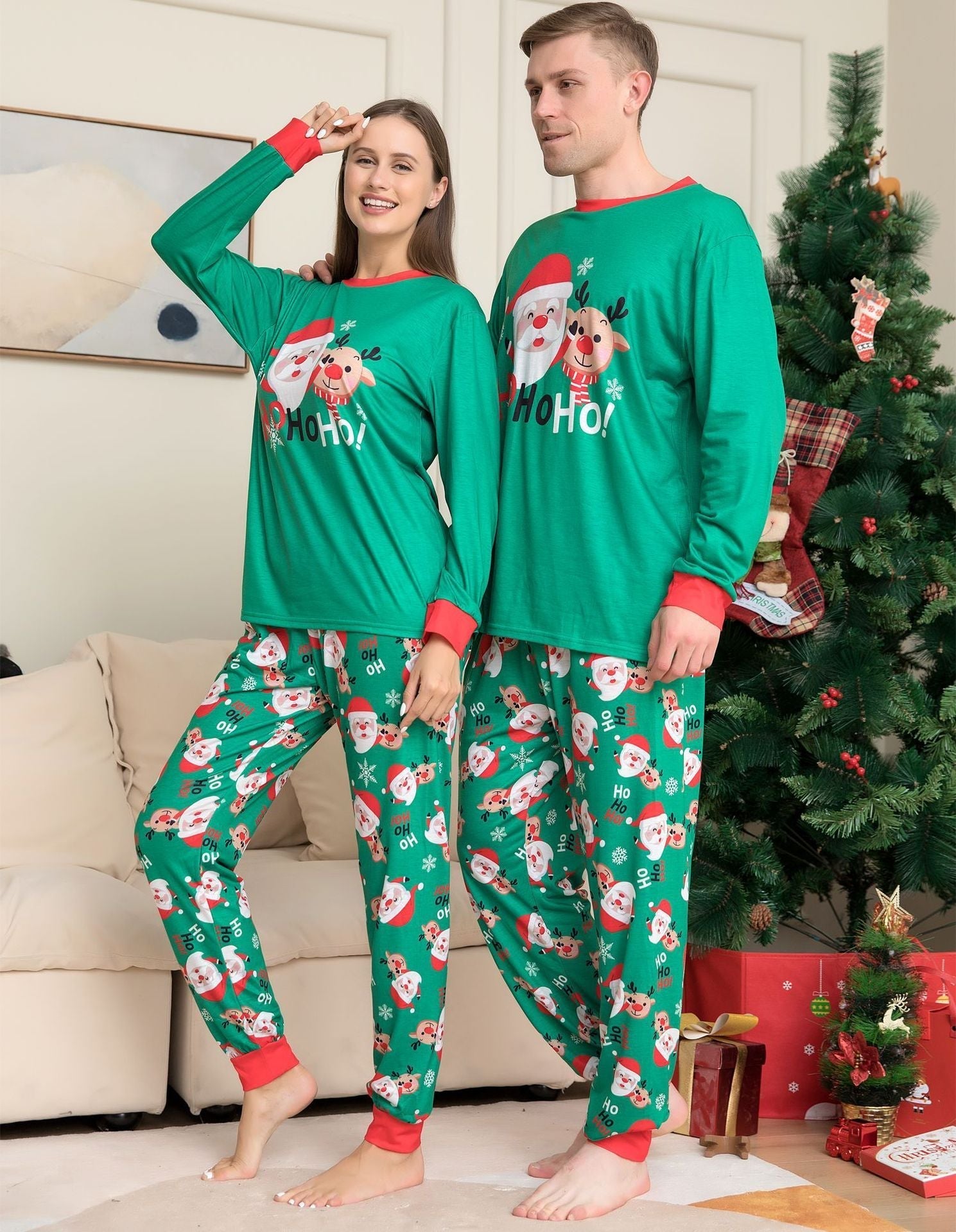 Family Matching Christmas Pajamas Set – Santa Claus Top & Sleepwear for Family