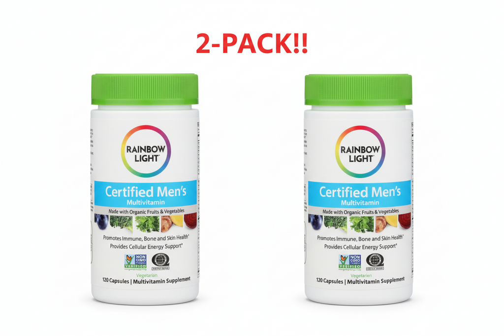 Rainbow Light Men's Multivitamin Double Pack! - 240 Tablets Total (Two 120ct Bottles) - High Potency Immune, Heart & Liver Support with Vitamin C, D, Zinc & Probiotics