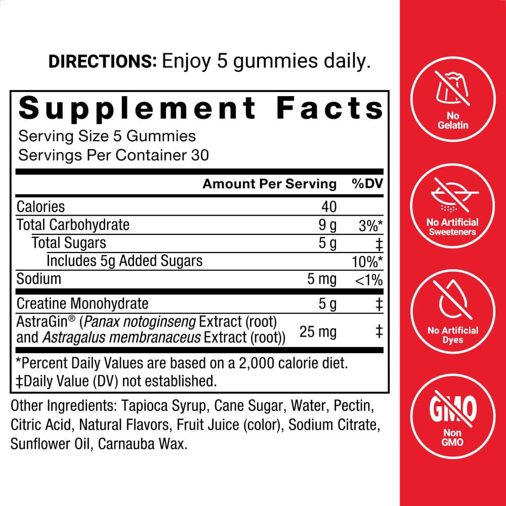 Force Factor Creatine Gummies Mixed Berry 150 ct 2 Pack! 300ct Total
