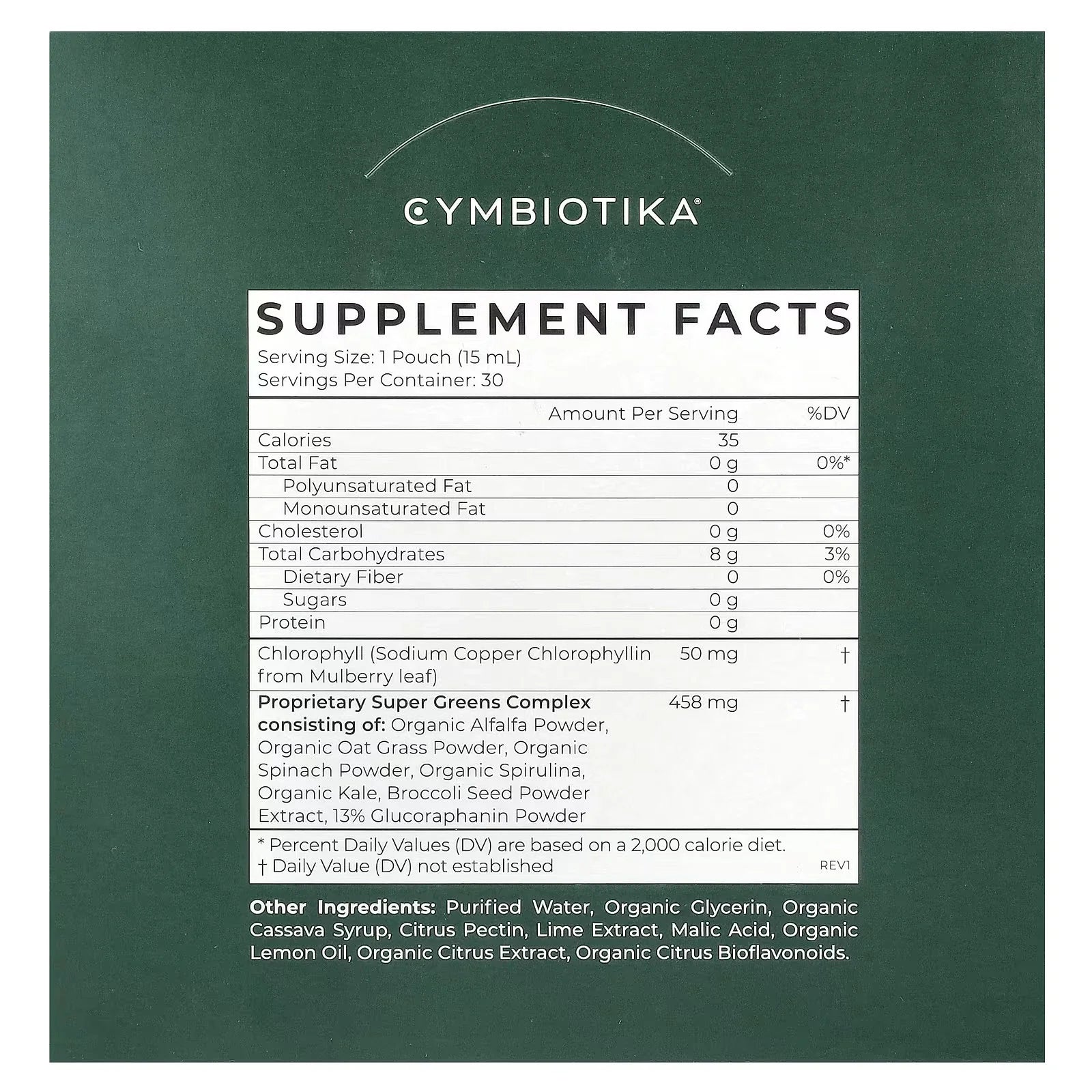 Cymbiotika Super Greens Liquid Pouch Citrus Lime  30-Pack