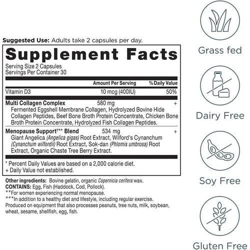 Ancient Nutrition Women's Menopause Support + Multi Collagen Double Pack (2 x 60 Capsules)