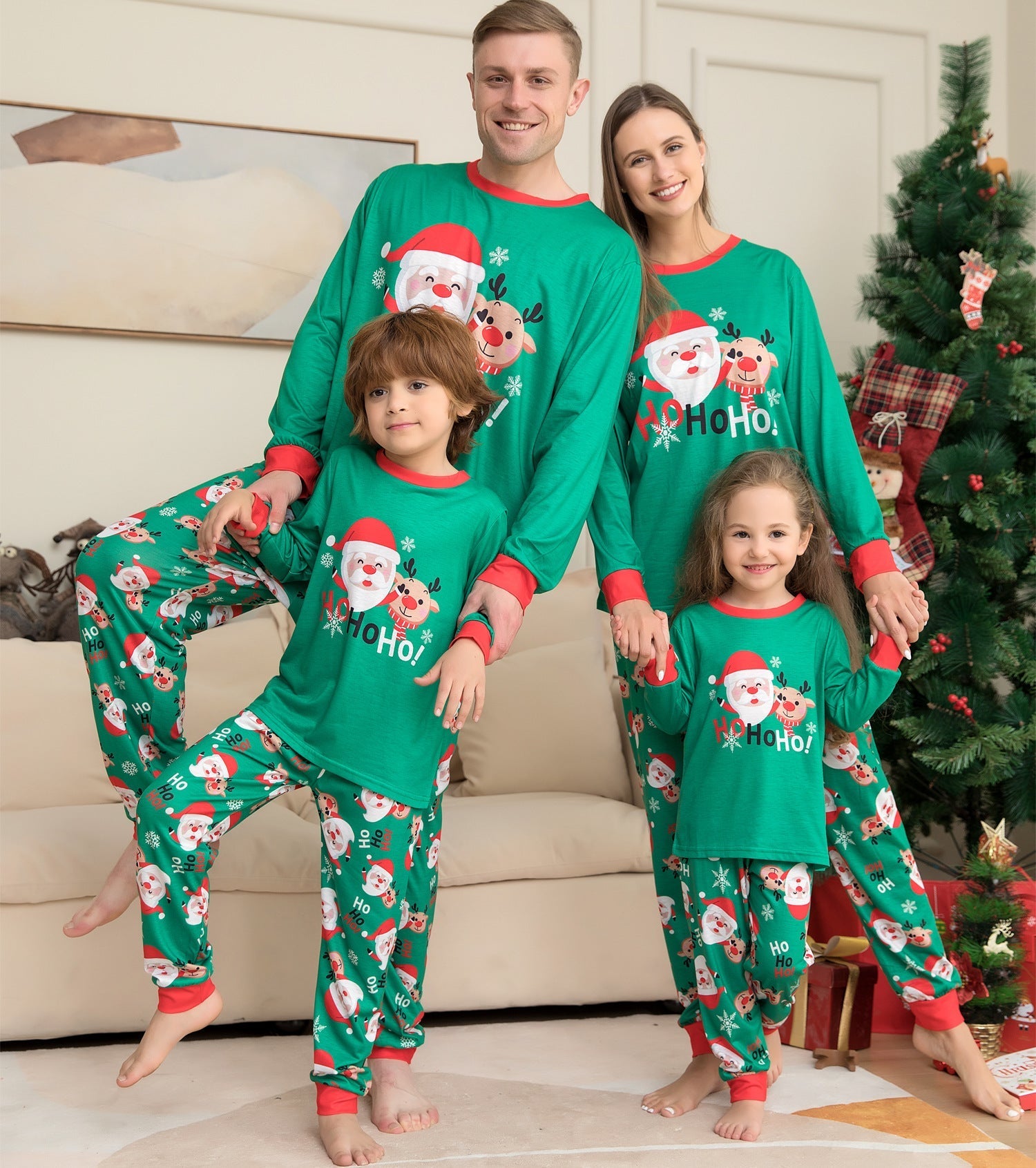 Family Matching Christmas Pajamas Set – Santa Claus Top & Sleepwear for Family