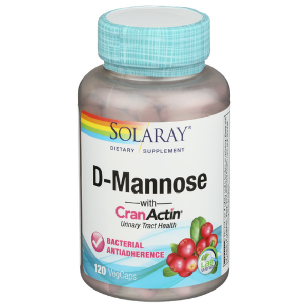 Solaray D-Mannose with CranActin Cranberry, 1000 mg (per serving), 120 Capsules