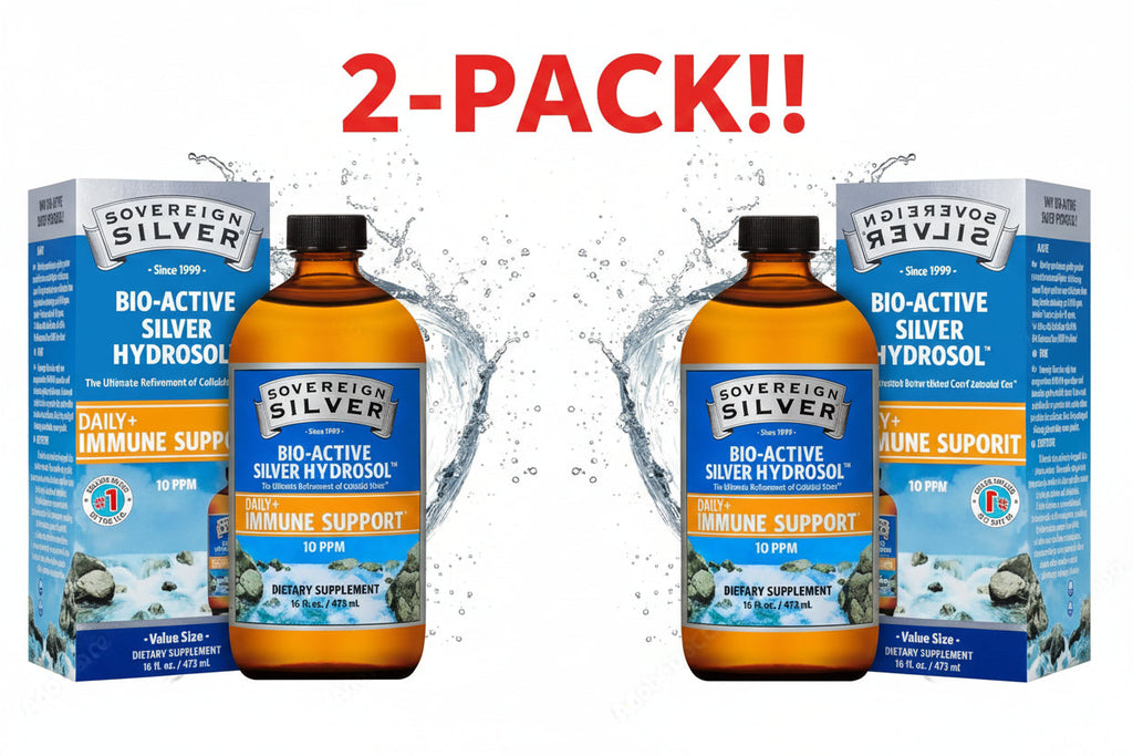 Sovereign Silver Bio-Active Silver Hydrosol 2-Pack, 16 oz - 10 ppm Colloidal Silver Liquid for Immune Support - Value Size Family Bundle (32 fl oz Total)