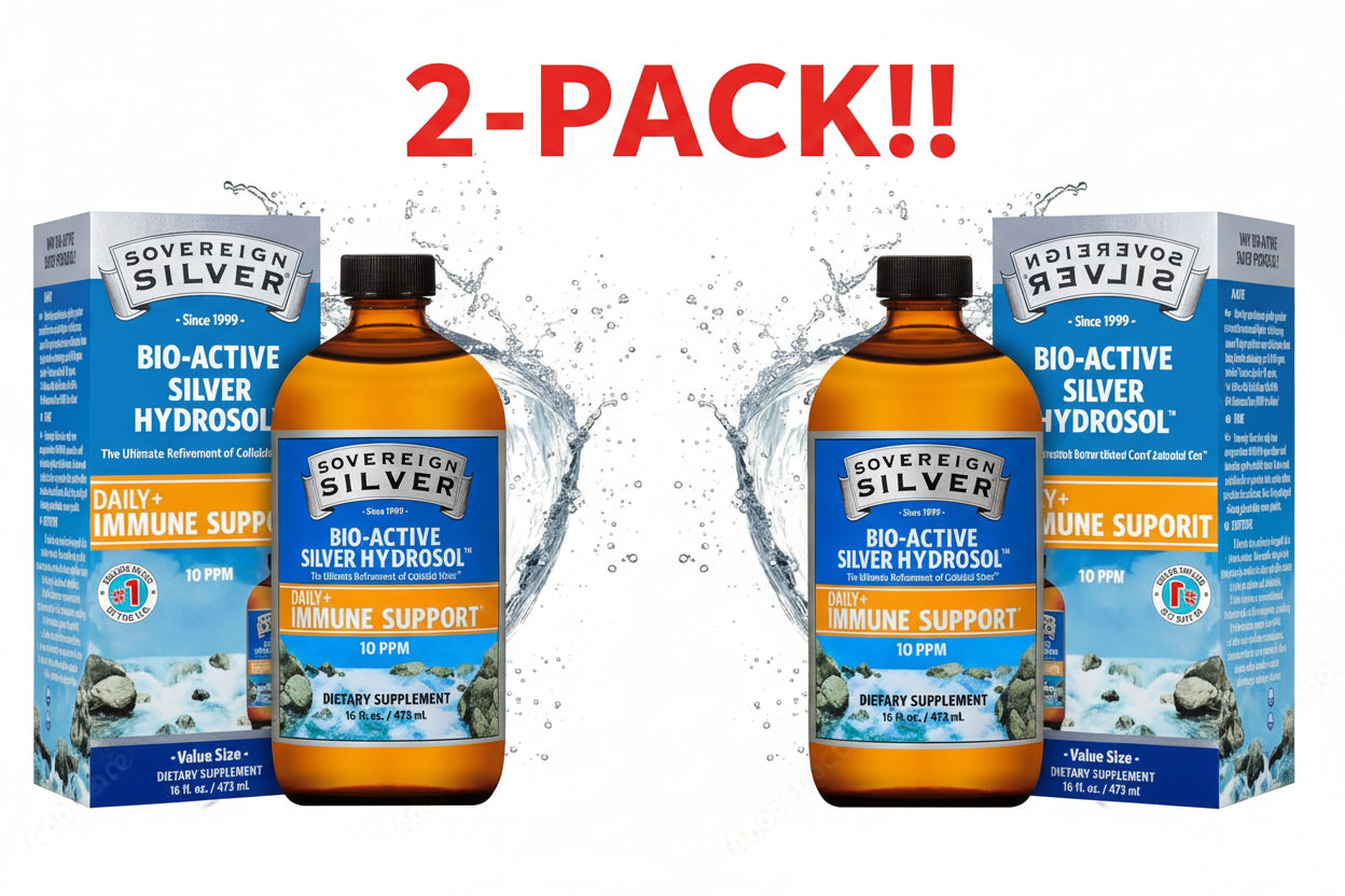 Sovereign Silver Bio-Active Silver Hydrosol 2-Pack, 16 oz - 10 ppm Colloidal Silver Liquid for Immune Support - Value Size Family Bundle (32 fl oz Total)
