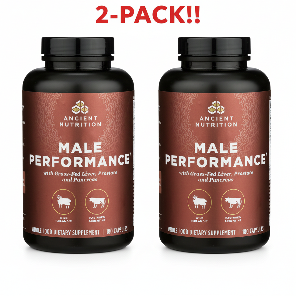 Ancient Nutrition Male Performance 180 Capsules 2-Pack! 360 Total Capsules Grass-Fed Liver, Prostate & Pancreas