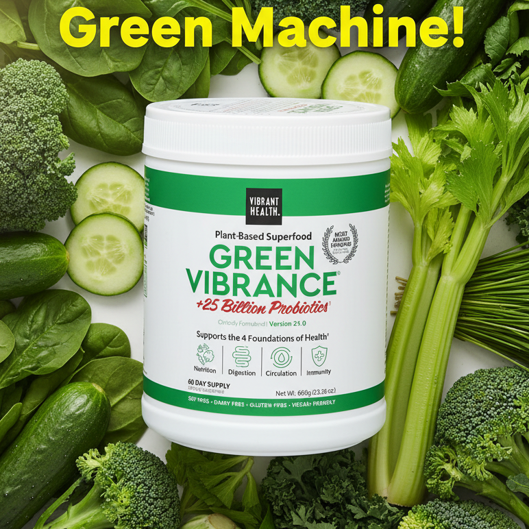 Vibrant Health Green Vibrance Powder (660g) | 60-Day Supply | Comprehensive Daily Superfood, Probiotics & Enzymes for Whole Body Wellness