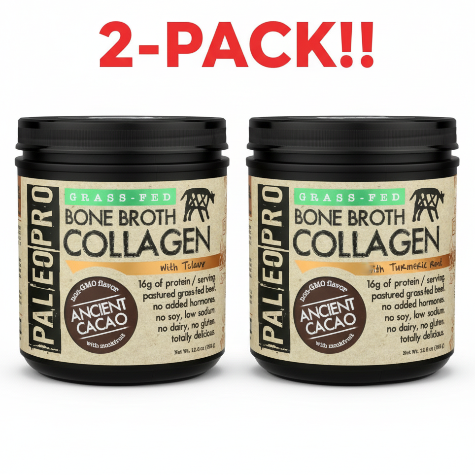 Paleo Pro Ancient Cacao Bone Broth Collagen Protein Double Pack (2 x 12.6 oz)