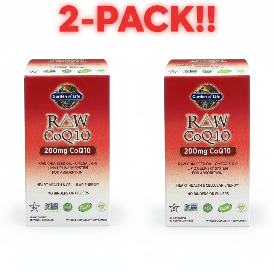 Garden Of Life Raw CoQ10 Vegan 60 Capsules 2Pack! 120 Capsules Total