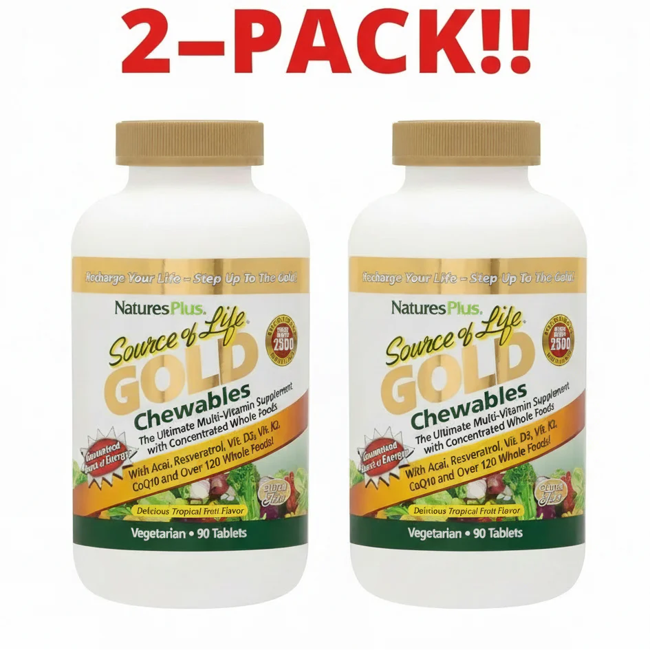 Nature's Plus Source of Life Gold Chewables 90 Tablets 2Pack! 180 Tablets Total