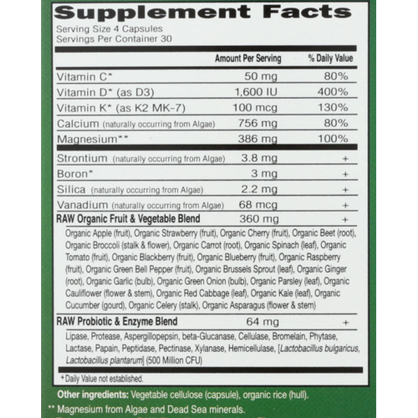 Garden of Life Vitamin Code Raw Calcium  120 Vegetarian Capsules 2Pack! 240 Capsules Total
