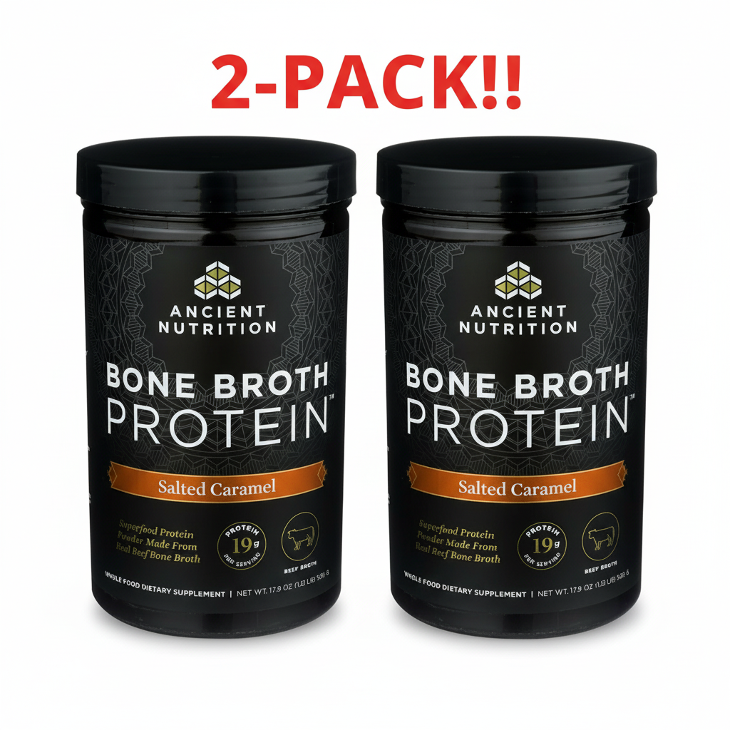 Ancient Nutrition Salted Caramel Bone Broth Protein (2-Pack) | Collagen, Joints & Gut Support | 35.6 Total oz | Value Bundle