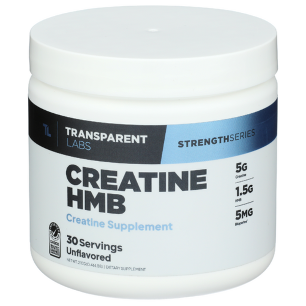Transparent Labs Creatine HMB Powder - Unflavored | Enhanced Muscle Growth, Strength & Recovery | 30 Servings (297g)