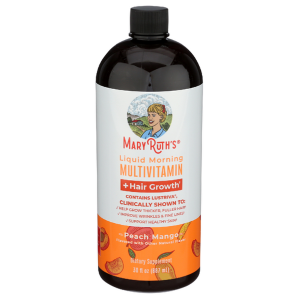 Mary Ruth's Liquid Multivitamin + Hair Growth Mango Peach 30 Fluid Oz