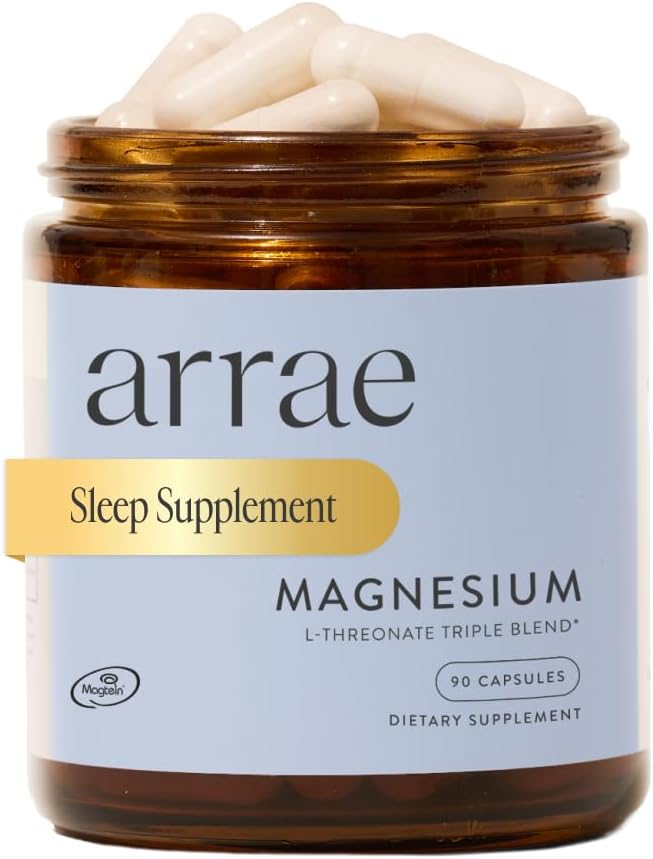 Arrae Magnesium Triple Blend – Glycinate, Citrate & L-Threonate for Sleep & Mood (90 Capsules, Unflavored)