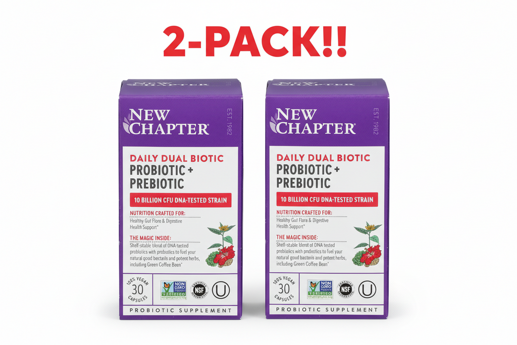 New Chapter Daily Dual Biotic Probiotic + Prebiotic Double Pack! – Fermented Support for Digestion & Microbiome Health, 60 Vegan Capsules (60-Day Supply)