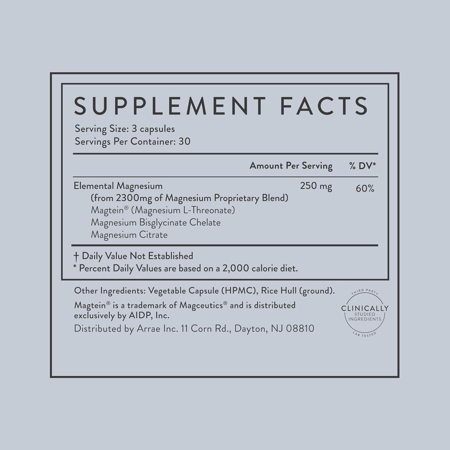 Arrae Magnesium Triple Blend – Glycinate, Citrate & L-Threonate for Sleep & Mood (90 Capsules, Unflavored)