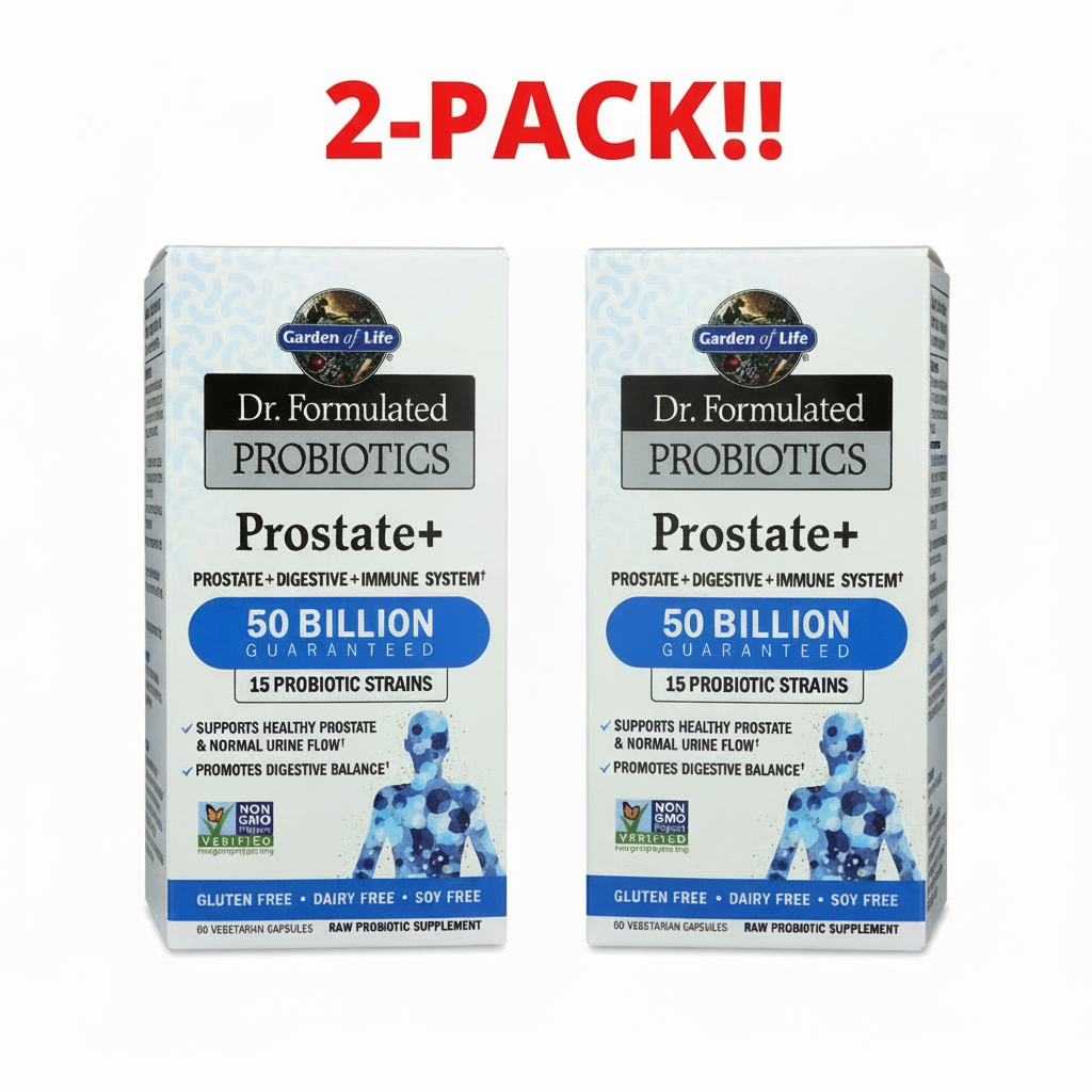 Garden of Life RAW Probiotics Prostate+ 60 Vegetarian Capsules 2Pack! 120 Capsules Total