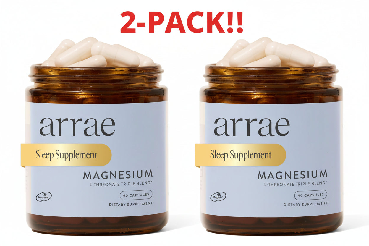 Arrae Magnesium Triple Blend Double Pack! – Glycinate, Citrate & L-Threonate for Sleep, Mood & Brain Health (180 Capsules Total, Unflavored)