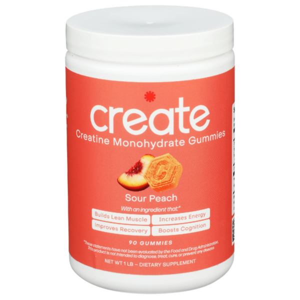 Create Wellness Creatine Monohydrate Sour Peach  Gummies 90ct