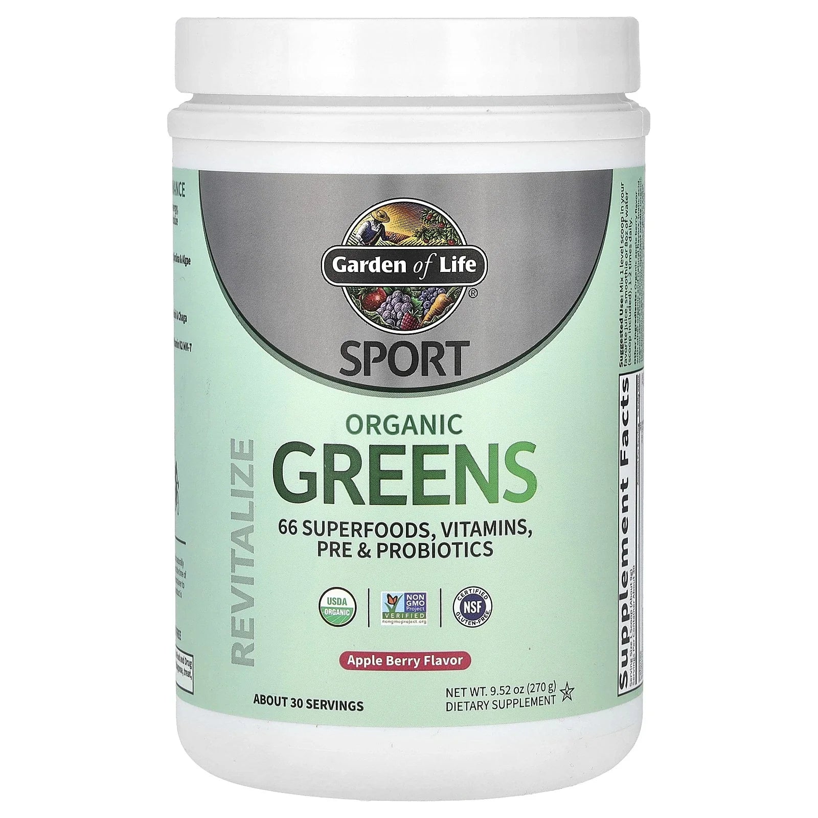 Garden of Life Sport Organic Greens Pre/Post Workout Powder 9.52 oz